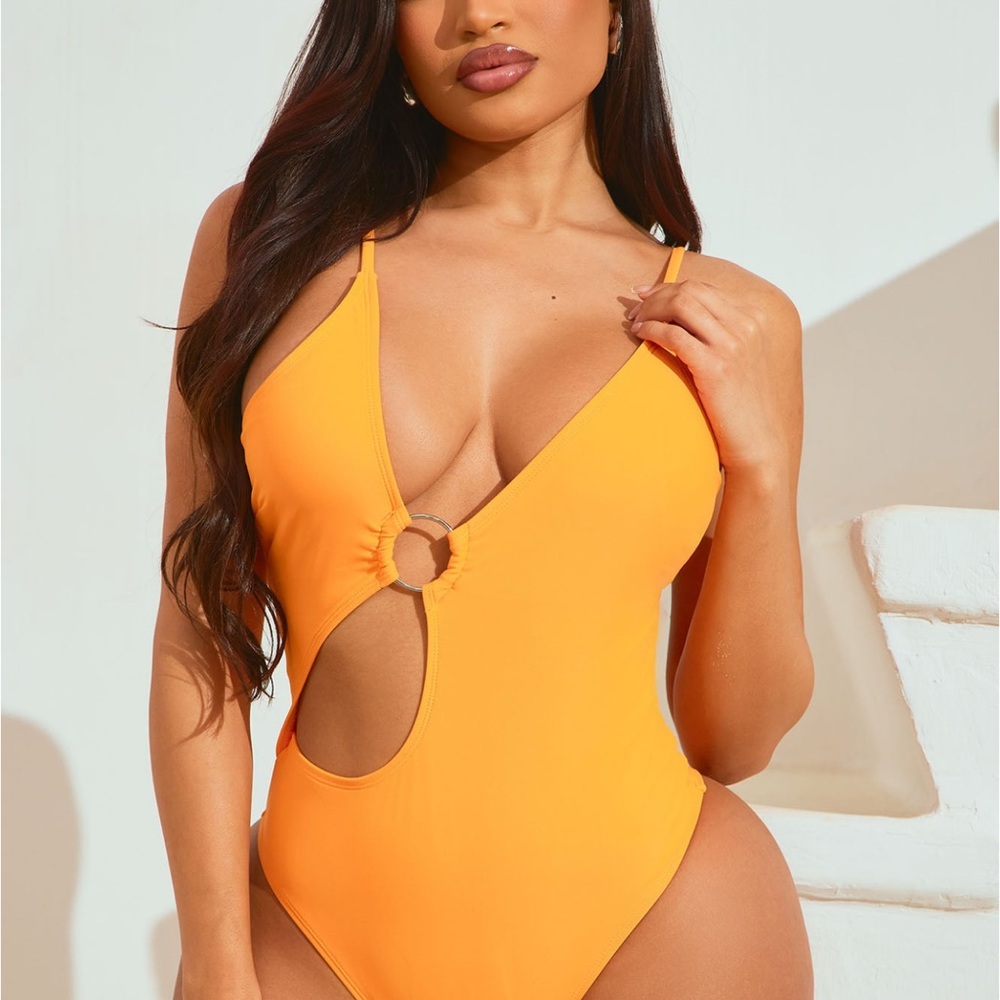 Vibrant Orange Cutout Swimsuit
